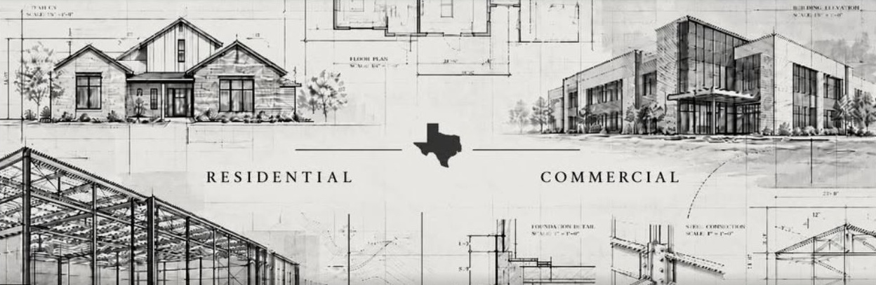 Architectural drawings of residential and commercial buildings